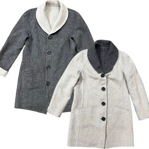 TravelSmith Alpaca Wool Blend Reversible Coat Sz M European Shawl Collar Style